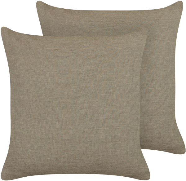 Kissen 2er Set SAGINA Leinen 45 x 45 cm Kein Muster Taupe