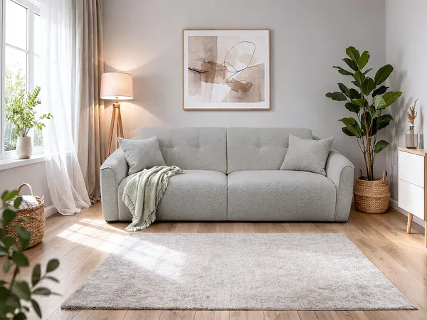 Vente-unique - ASUFA Sofa Stoff Beige - B 100 cm x H 80 cm x L 208 cm