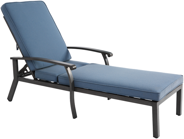 Flieks Sonnenliege Garten Alu Liegestuhl verstellbar wetterfest mit Polster Outdoor Relaxliege Rückenlehne mehrfach verstellbar, Blau