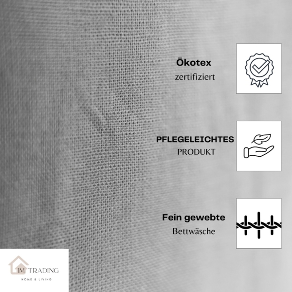 Einfarbige Bettwäschen-Sets für Einzel- und Doppelbetten, 100% Baumwolle Schwarz 155x220 cm Bild 8