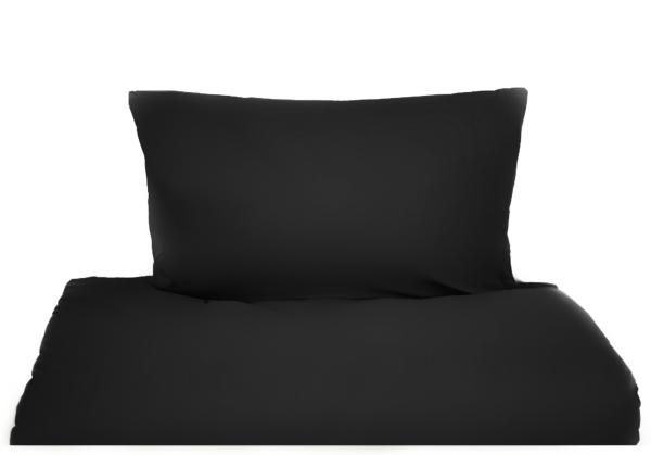 Einfarbige Bettwäschen-Sets für Einzel- und Doppelbetten, 100% Baumwolle Schwarz 155x220 cm Bild 1