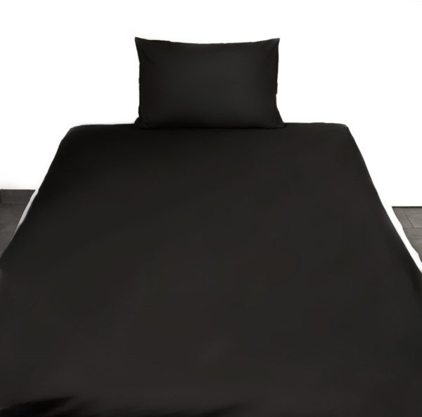 Einfarbige Bettwäschen-Sets für Einzel- und Doppelbetten, 100% Baumwolle Schwarz 155x220 cm Bild 3