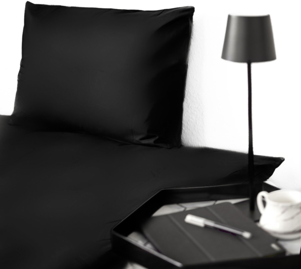 Einfarbige Bettwäschen-Sets für Einzel- und Doppelbetten, 100% Baumwolle Schwarz 155x220 cm Bild 2