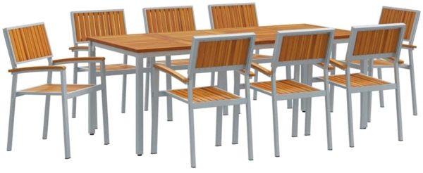 vidaXL Garten Essgruppe 9 pcs Grau und Braun 200 x 90 x 75 cm 3284428 Bild 1