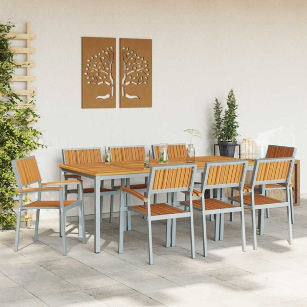 vidaXL Garten Essgruppe 9 pcs Grau und Braun 200 x 90 x 75 cm 3284428 Bild 3