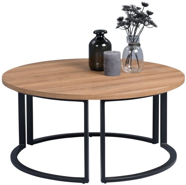 Couchtisch Satztisch 2er Set DAGO cm Dekor Eiche braun Bild 2