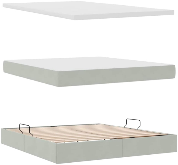 vidaXL Bett mit LED-Lichtleisten Hellgrau 180 x 200 cm Samt 3372741 Bild 8