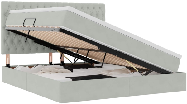 vidaXL Bett mit LED-Lichtleisten Hellgrau 180 x 200 cm Samt 3372741 Bild 1