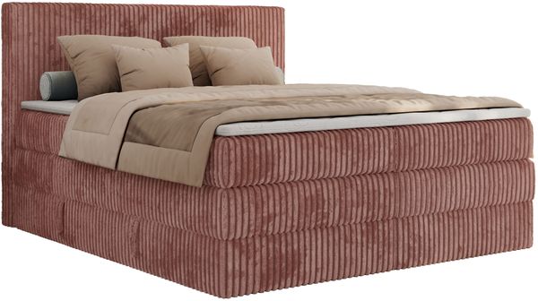 Boxspringbett, Doppelbett mit zwei Bettkästen und Multipocket-Matratze, Cord Bett - TILIANO KING - 160 x 200 cm - Rosa Cord - H4 Bild 5