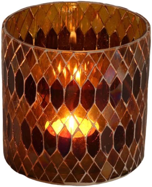 Marokkanisches Mosaik Windlicht Rayan Gelb M