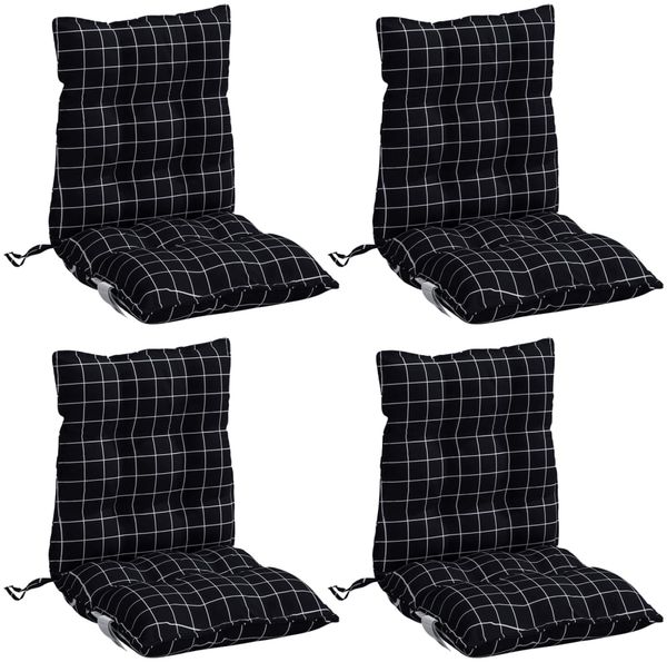 vidaXL Niedriglehner-Auflagen 4 Stk. Schwarz Karomuster Oxford-Gewebe 377720 Bild 3