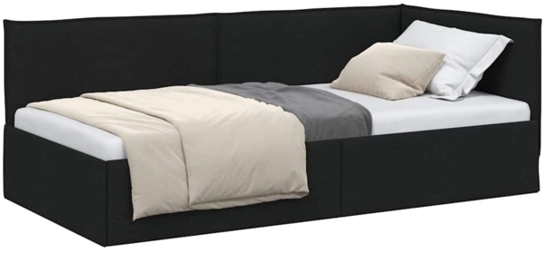 vidaXL Eckbettgestell mit Kopfteil Schwarz 100 cm x 200 cm Stoff 42016457 Bild 2
