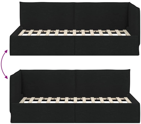 vidaXL Eckbettgestell mit Kopfteil Schwarz 100 cm x 200 cm Stoff 42016457 Bild 8