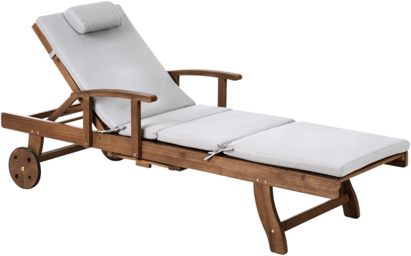 Sonnenliege mit Kissen AMANTEA PREMIUM Akazienholz Hellgrau