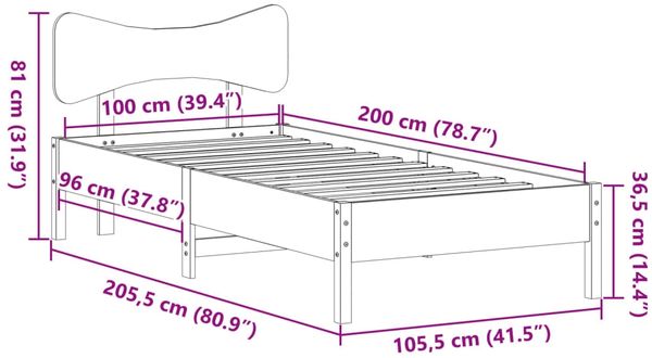 vidaXL Massivholzbett ohne Matratze Wachsbraun 100x200 Kiefernholz 3328240 Bild 11