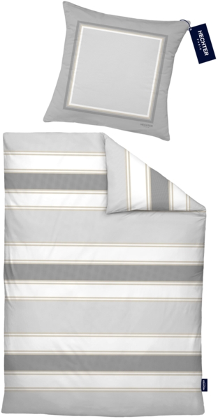 Hechter Paris Bettwäsche Renforce 0041305 QUERSTREIFEN, silber/grau, 1x 135x200 cm + 1x 80x80 cm