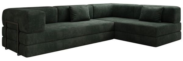 Luxusbetten24 Sofa Designer Sofa Lazy L, mit Aufklappfunktion und Cordbezug