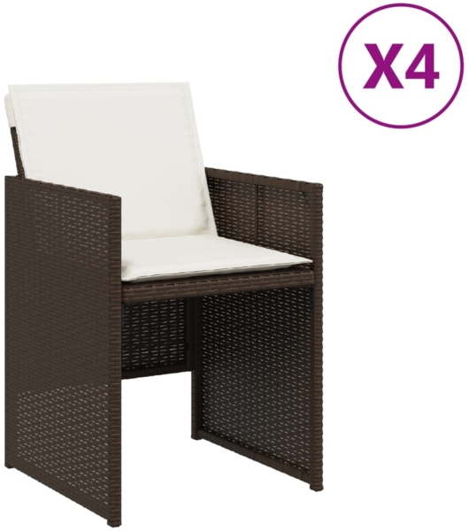 vidaXL Gartenstühle mit Kissen 4 Stk. Braun Poly Rattan 4007438