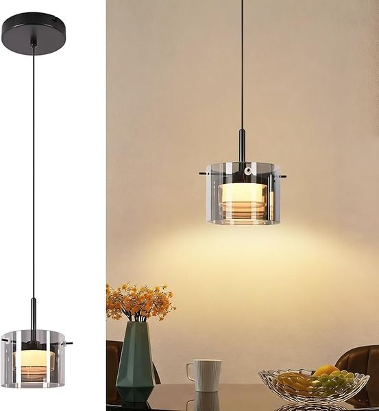 ZMH Pendelleuchte Glas 1 Flammig 160cm LED Höhenverstellbar Hängelampe Esszimmer Wohnzimmer Küche Schlafzimmer Flur