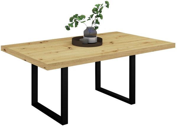 Esstisch Elgin 3 210-310x80x100 Metall+Holzwerkstoff Schwarz/Asteiche
