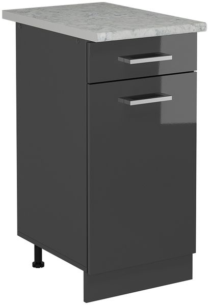 Küchenunterschrank R-Line Anthrazit Hochglanz 40 cm AP Marmor Vicco