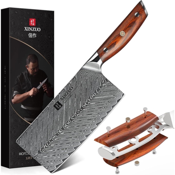 Damaststahl Hackmesser 18cm Scharfe Klinge Chinesisches Kochmesser ergonomischer