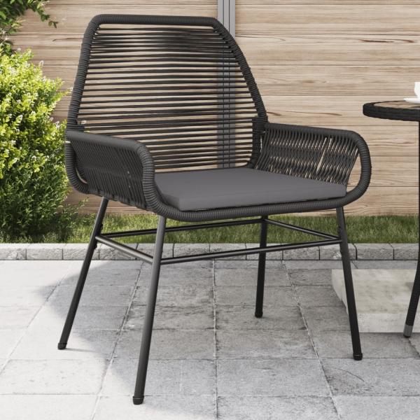 vidaXL Gartenstühle 2 Stk. mit Kissen Schwarz Poly Rattan 369095