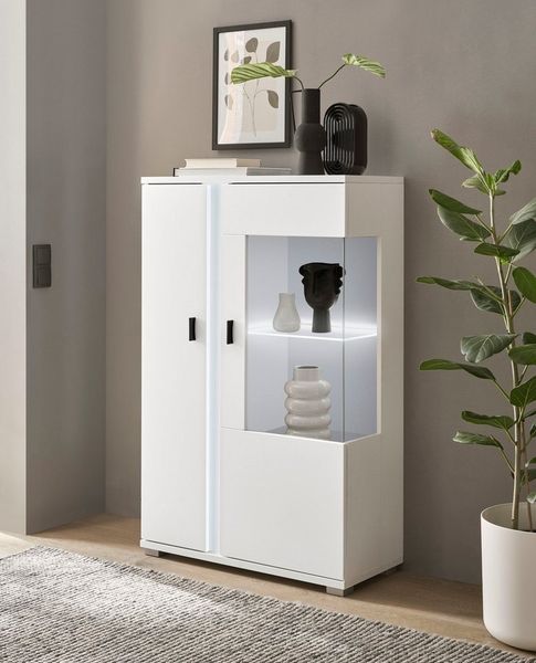 INOSIGN Stauraumvitrine LONG ISLAND (1-St) in moderner Trendfarbe,inklusive senkrechter Beleuchtung,Breite 80 cm