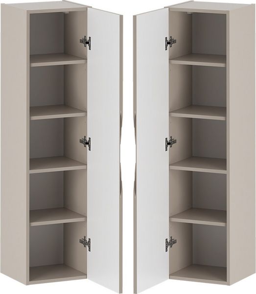 Lomadox Hochschrank CALURI-140 in beige mit gerillter Front, grifflos, 20 cm breit