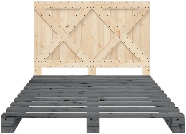 vidaXL Massivholzbett mit Kopfteil Grau 160x200 cm Kiefer 3281583 Bild 5