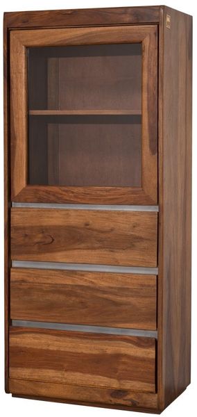 Vitrine Sheesham 63x40x147 noble unique lackiert SYDNEY #104