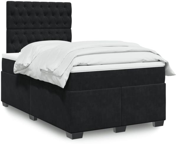 vidaXL Boxspringbett mit Matratze Schwarz 120x190 cm Samt 3293166