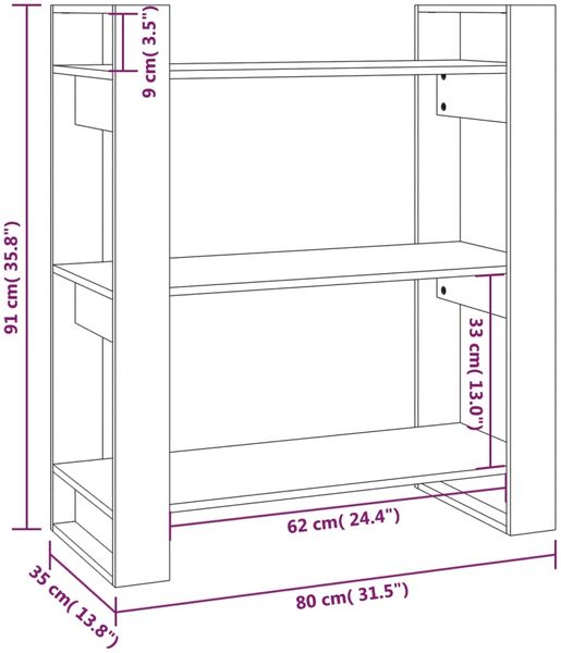 vidaXL Bücherregal/Raumteiler 80 x 35 x 91 cm Massivholz Kiefer 813899 Bild 8