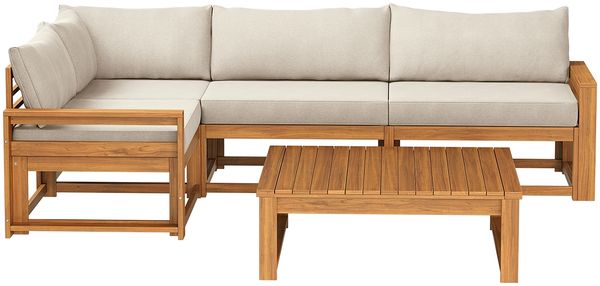 STEELSØN 'Mizaru' Premium Gartenlounge, Gartenmöbel Set mit Tisch, taupe, Akazienholz, wetterfest und UV-beständig, Outdoor Ecksofa mit 3 Sitzen Bild 11