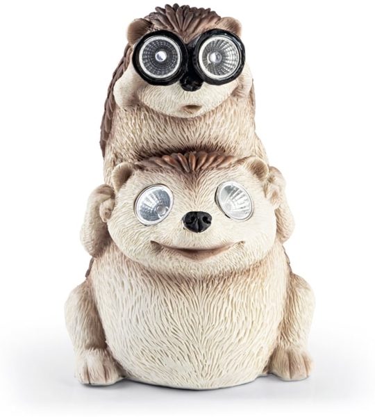 EASYmaxx Solar-LED Igel mit Fernglas | Kabellos mit automatischem Tageslichtsensor | Robust | Aus Kunststein gefertigt | Dekorativ für Garten, Balkon, Terrasse | 8 Stdn. Leuchtdauer