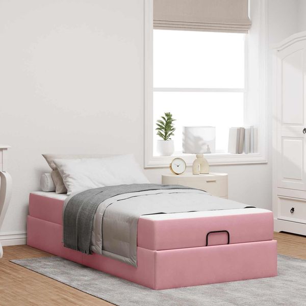 vidaXL Bettgestell mit Matratze 2 pcs Rosa Samt 3399527