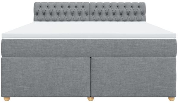 vidaXL Boxspringbett mit Matratze Hellgrau 180x200 cm Stoff 3289066 Bild 6