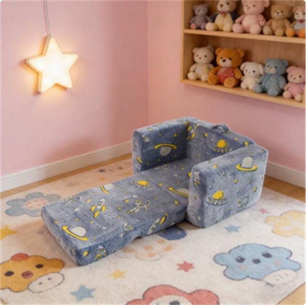 MODFU Sofa Kinder-Schaumstuhl, Leuchtender Weicher Plüschtier-Kindercouch-Sofa (aufklappbar),Bequemer Babyliegenstuhl. 1 Teile