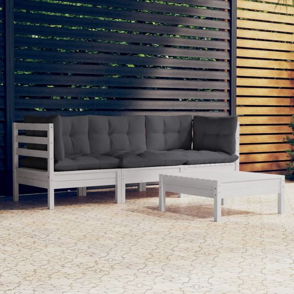 vidaXL 4-tlg. Garten-Lounge-Set mit Anthrazit Kissen Kiefernholz 3096107