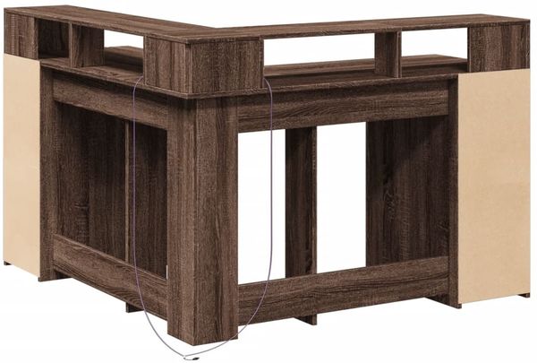 vidaXL LED-Schreibtisch Braun Eichen-Optik 130x130x91 Holzwerkstoff 3309453 Bild 8