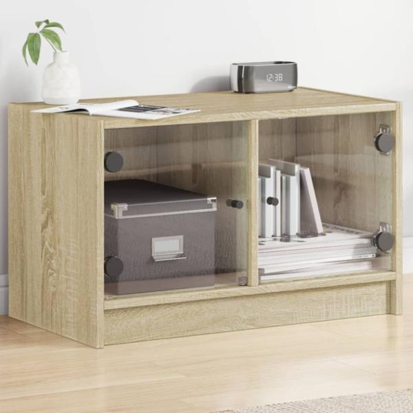 vidaXL TV-Schrank mit Glastüren Sonoma-Eiche 68x37x42 cm 836359