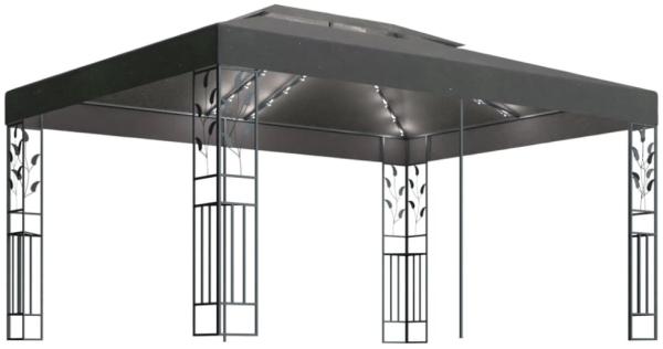 vidaXL Pavillon mit Doppeldach & LED-Lichterkette 3x4 m Anthrazit 3070299