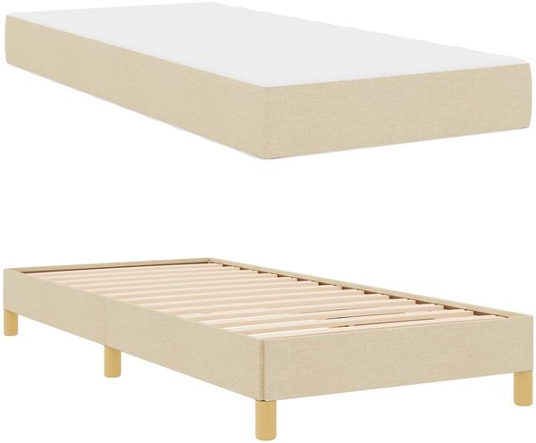 vidaXL Boxspringbett mit Matratze Creme 90 x 190 cm Stoff 3398533 Bild 5