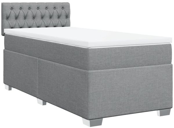 vidaXL Boxspringbett mit Matratze Hellgrau 90x190 cm Stoff 3288050 Bild 3