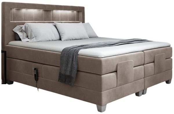 Boxspringbett Elektrisch Bett DAVIDE 140x200cm in Stoff Fresh Macchiato