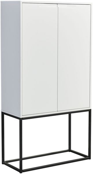 Barschrank >Bar 3< 10 Fächer, Halterung für Weingläser, Weiß matt - 79x156x38cm (B/H/T)