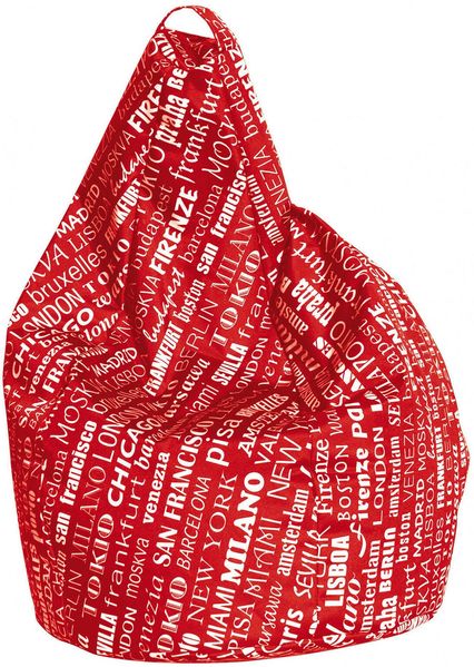 Dmora Pouf Marisa, Mehrzwecksessel, Sitzsack, Hockerhocker, Made in Italy, 80x80 h120 cm, Rot und Weiß