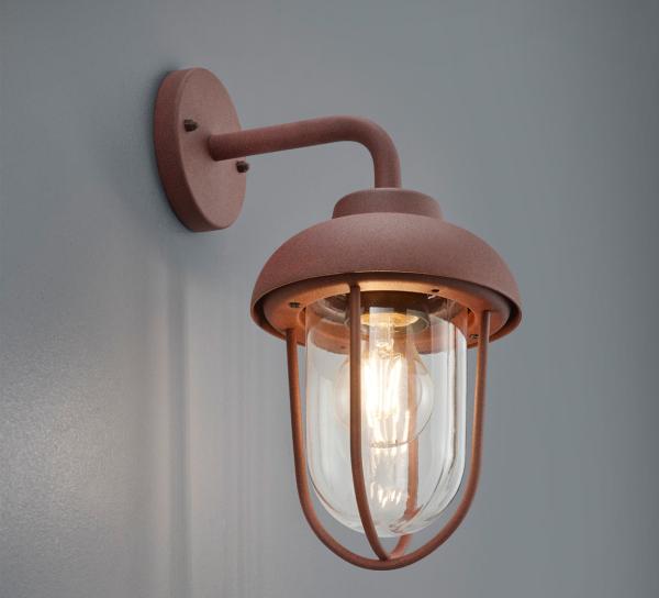 Wandleuchte, Laterne, Alu, rostfarben, H 33 cm