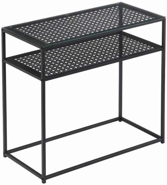 Konsolentisch Glas Metall 80 x 40 x 77 cm Flurtisch Schwarz Schmal