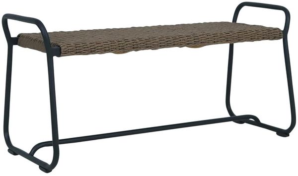 Gartenbank Midway aus Aluminium und Kunst-Rattan, modern, naturbraun, 110 cm breit